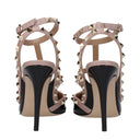 Valentino Garavani Sandales Rockstud Femmes Noir brillant/rose poudré