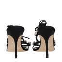 Sandały damskie Manolo Blahnik Elsaka, satynowe, czarne