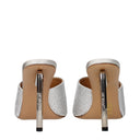 Off White Damens Satinsilberne Sandalen