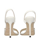 Jimmy Choo Sutton Damens Sandalen aus weißem/lattefarbenem Stoff