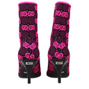 Gucci Damens Stiefel Stoff Schwarz/Fuchsia Fluo