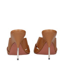 Amina Muaddi Samantha Sandals Women's Leather Brown/Coffee Latte