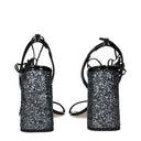 Miu Miu Damens Sandalen aus Lackleder in Schwarz/Schiefer