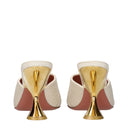 Amina Muaddi Taylor Fabric Sandals Beige