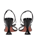 Amina Muaddi Lena Sandals Women's Patent Leather Black