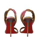Wielokolorowe, materiałowe sandały damskie Louboutin