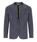 Manuel Ritz Gully Blue Blue Pinstripe Single Belled Chaqueta