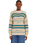 Max Mara Weekend Angus Beige Crewneck skoczek z haftem