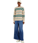 Max Mara Weekend Angus Beige Crewneck skoczek z haftem