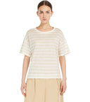 Max Mara Weekend Falla Ivory Striped T Shirt