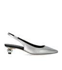 Max Mara Weekend Gallico Silver Slingback Pumps