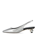 Max Mara Weekend Gallico Silver Slingback Pumps