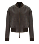 Max Mara Weekend Hiltex Dark Brown Leather Bomber