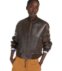 Max Mara Weekend Hiltex Dark Brown Leather Bomber