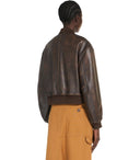 Max Mara Weekend Hiltex Dark Brown Leather Bomber