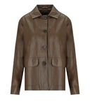 Max Mara Weekend Kaya Brown Leather Kurtka
