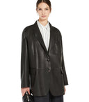Max Mara Weekend Marat Black Leather Blazer