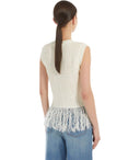 Max Mara Weekend Navetta White Fringed Top