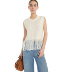 Max Mara Weekend Navetta White Fringed Top