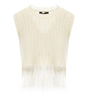Max Mara Weekend Navetta White Fringed Top