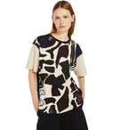 Max Mara Weekend Viterbo Beige 및 Black T 셔츠