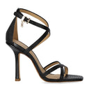 Michael Kors Celia Sandalia de tacón negro con tiras