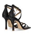 Michael Kors Celia Sandalia de tacón negro con tiras
