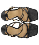 Michael Kors Celia Sandalia de tacón negro con tiras