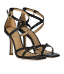 Michael Kors Celia Sandalia de tacón negro con tiras