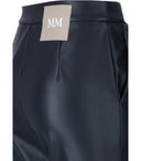 Mm Max Mara Sport Blue Leather Effect Cropped Trousers