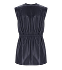 Mm Max Mara Tolone Blue Leather Effect Vest