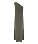 Mm Max Mara Verbena Khaki Green One Shoulder Dress