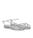 Ncub Stich Silver Flat Sandal
