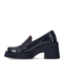 Paloma Barceló Odele Navy Blue Heeled Loafer