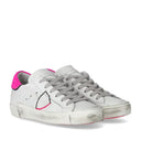 Philippe Model Prsx Low Broderie White Fuchsia Sneaker