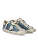 Philippe Model Prsx Low Daim Blue Cream Sneaker
