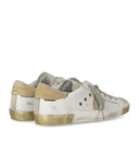 Philippe Model PRSX Low Veau Daim Blanc Sablé Sneaker