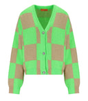 Stine Goya Amara Green And Beige Checkered Cardigan