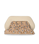 Themoirè Tia Straw Beads Beige Clutch Bag