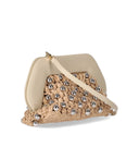 Themoirè Tia Straw Beads Beige Clutch Bag