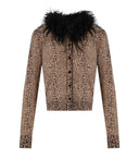 Twinset Animal Print Cardigan With Feathers