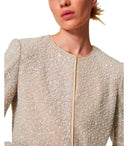 Twinset beige paljetter beskurna jacka