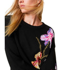 Twinset Black Crewneck Jumper With Embroidery
