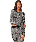 Twinset Black Jacquard Knitted Crop Top