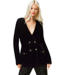 Twinset Black Knitted Double Breasted Jacket