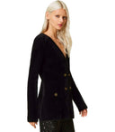 Twinset Black Knitted Double Breasted Jacket