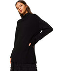 Twinset Black Oversize Turtleneck Jumper With Rhinestones