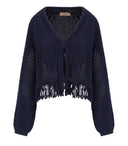 Twinset Blue Fringed Cardigan