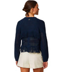 Twinset Blue Fringed Cardigan