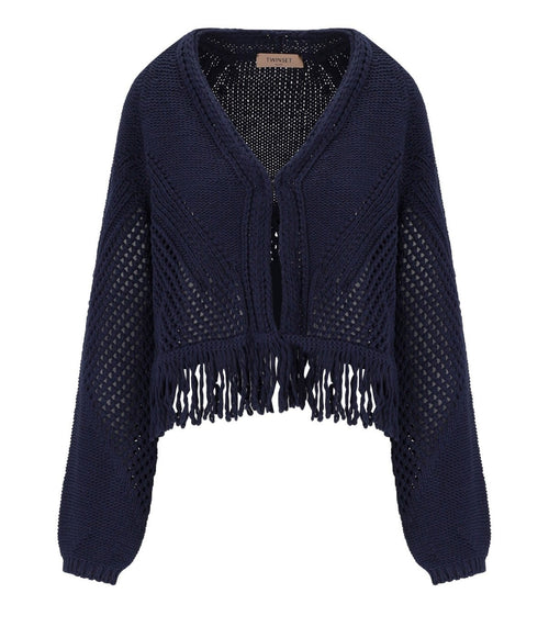 Twinset Blue Fringed Cardigan